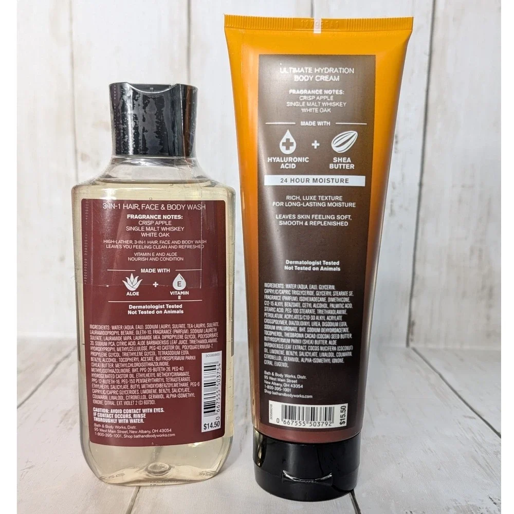 Bath & Body‎ Works Whiskey Reserve Mens Set NEW Body Wash & Cream 2pc Bundle